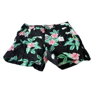 Old Navy Everyday Shorts Size 10 Black Tropical Floral NWT